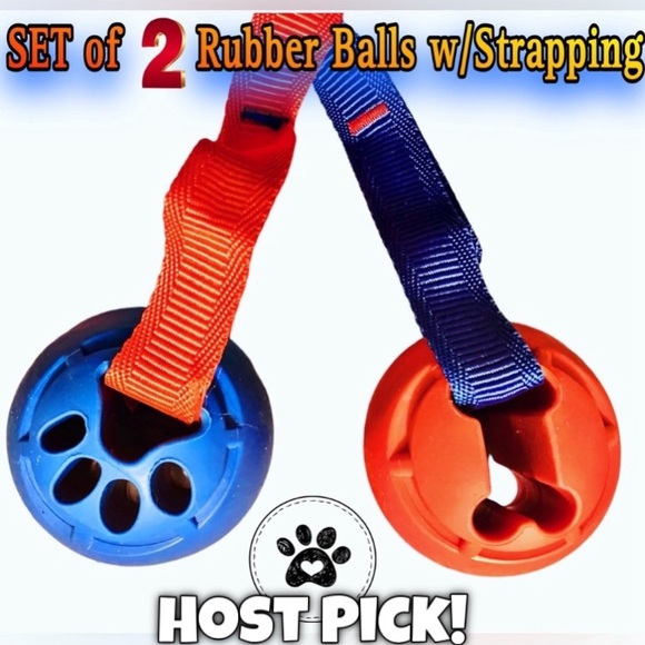 🟢2 FOR $15❣️🐾2 BOUNCY BALLS W/PAW & BONE CUT-OUT & STRAP *FUN *PLAY *NWT *HP🎉 - Picture 1 of 17